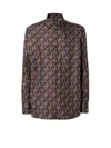 Fendi Nity Print Silk Long-sleeved Shirt In Brown