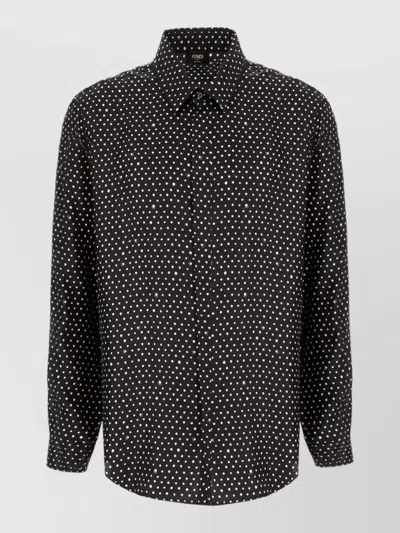 Fendi Silk Shirt Long Sleeves Polka Dot Pattern In Multi
