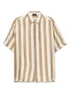 Fendi Striped Bowling Shirt In Brown