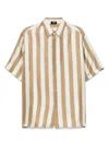 Fendi Striped Bowling Shirt In Brown