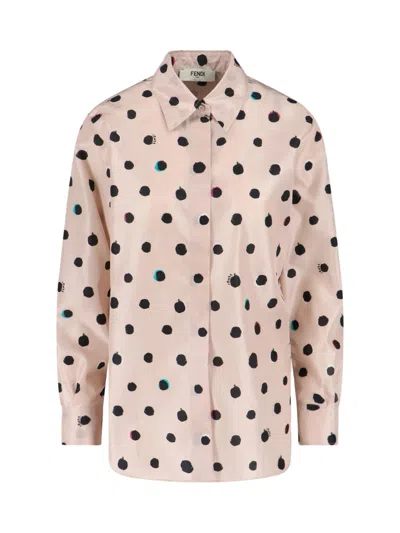 Fendi Dots Print Shirt In White