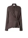 Fendi Silk Ff Jacquard Crossover Shirt In Brown