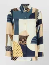 Fendi Silk Shirt With Geometric Pattern And Cuffed Sleeves