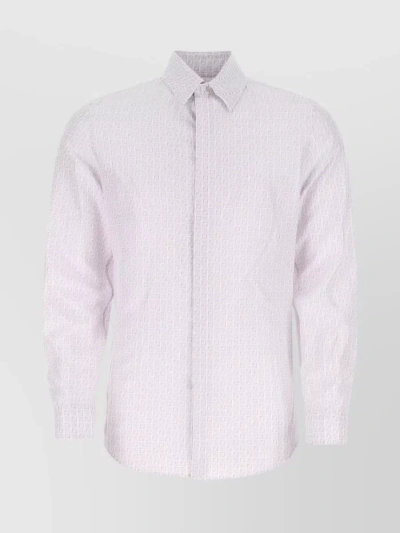 Fendi Silk Shirt With Micro Ff Karligraphy Pattern In Pastel