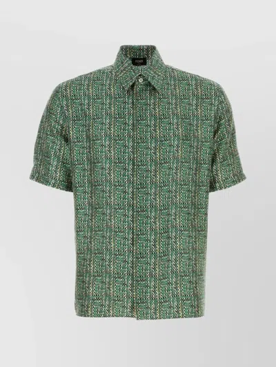 FENDI SILK SHIRT WITH PRINTED PATTERN AND SHORT SLEEVES