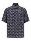 Fendi Blue Printed Silk Shirt In Blue