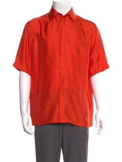Pre-owned Fendi Silk Short Sleeve Shirt In Orange