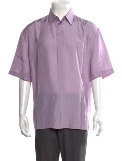 Pre-owned Fendi Silk Short Sleeve Shirt In Purple