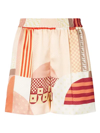 FENDI FENDI SILK SHORTS WITH ARTISTIC WAIST - SIZE 38