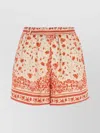 Fendi Silk Shorts With Floral Print And Pockets In Red