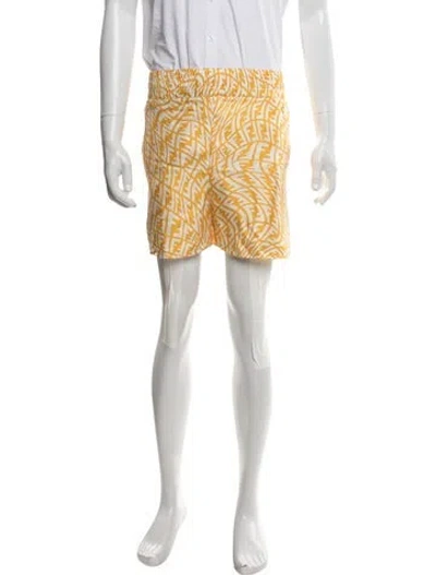 Pre-owned Fendi Silk Shorts In Yellow