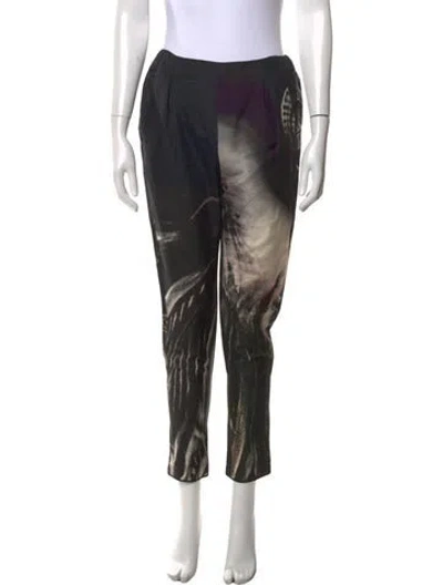 Pre-owned Fendi Silk Straight Leg Pants In Black