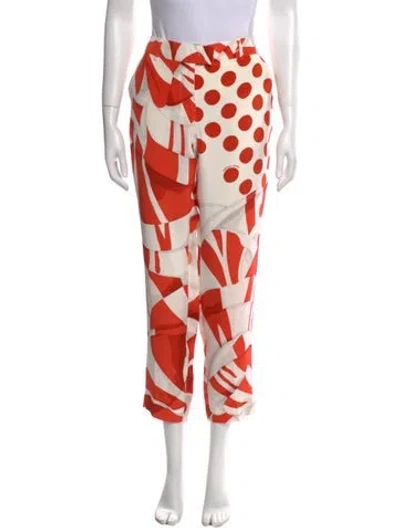 Pre-owned Fendi Silk Straight Leg Pants In Multi