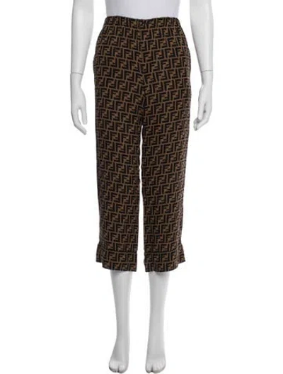 Pre-owned Fendi Silk Straight Leg Pants In Multi