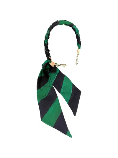 Pre-owned Fendi Silk Stripe Bag Strap In Green