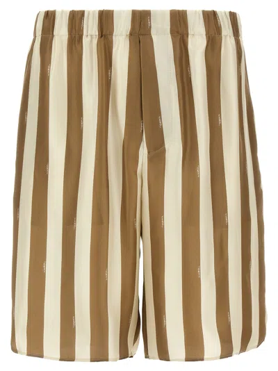 FENDI FENDI SILK STRIPED BERMUDA SHORTS