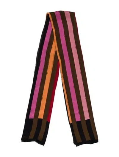Pre-owned Fendi Silk Striped Scarf In Brown