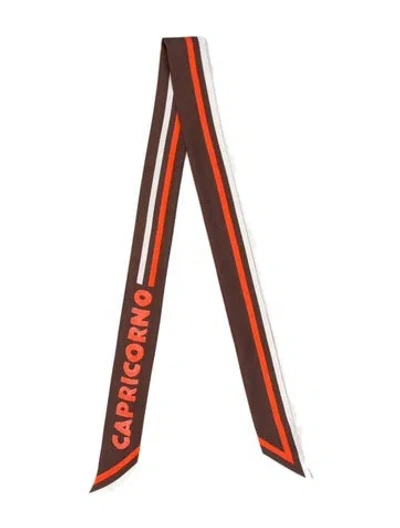 Pre-owned Fendi Silk Striped Scarf In Brown