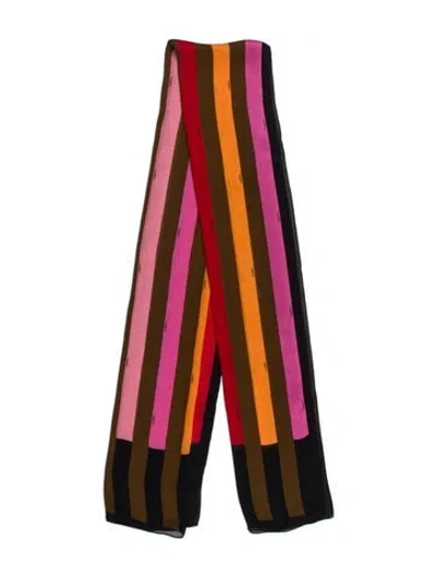 Pre-owned Fendi Silk Striped Scarf In Multi