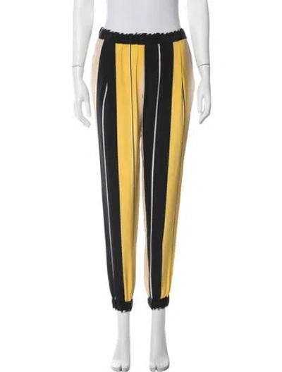 Pre-owned Fendi Silk Striped Sweatpants In Yellow
