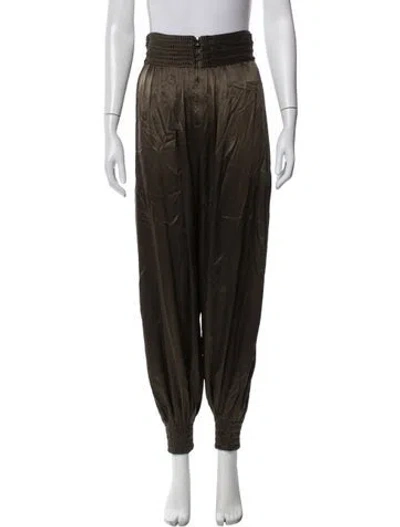 Pre-owned Fendi Silk Sweatpants In Green