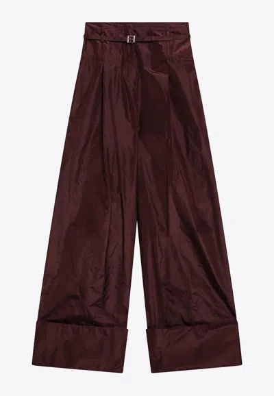 Fendi Silk Taffeta Pants In Burgundy
