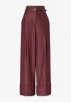 Fendi Silk Tailored Pants In Burgundy