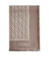 Fendi Silk Taupe Organic Silk Shawl In Brown