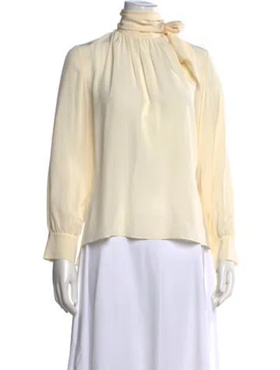 Pre-owned Fendi Silk Tie Neck Blouse In Neutral