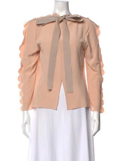 Pre-owned Fendi Silk Tie Neck Blouse In Pink