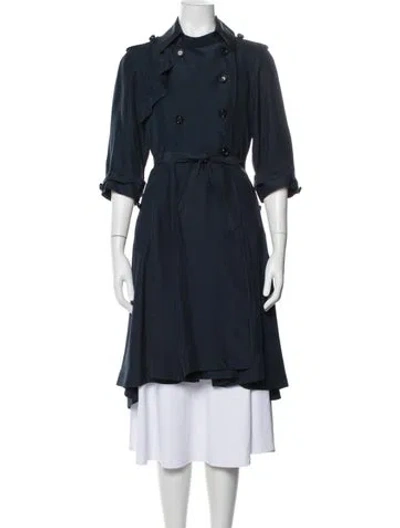 Pre-owned Fendi Silk Trench Coat In Blue