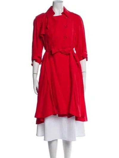 Pre-owned Fendi Silk Trench Coat In Red