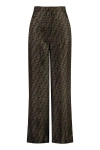 Fendi Ff Silk Twill Wide Leg Trousers Clothing In Beige