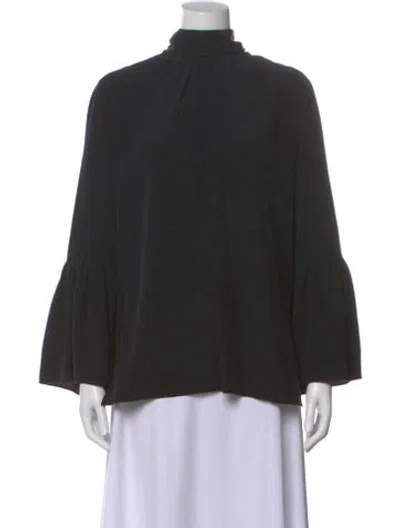 Pre-owned Fendi Silk Turtleneck Blouse In Black