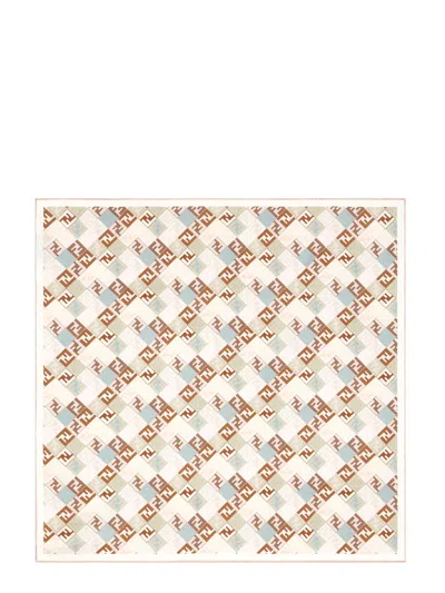 Fendi Silk Twill Foulard With Iconic Ff Print In Multicolor