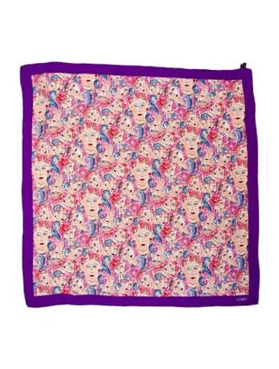 Pre-owned Fendi Silk Vintage Scarf In Purple