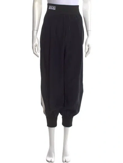 Pre-owned Fendi Silk Wide Leg Pants In Black