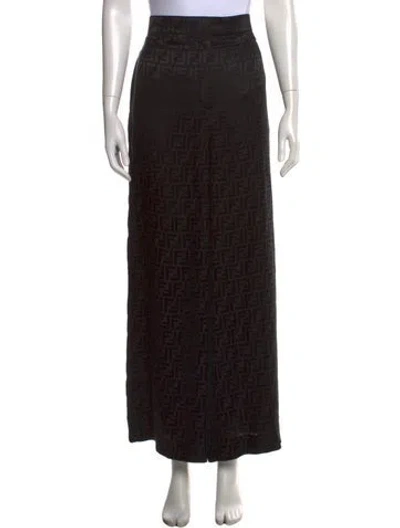 Pre-owned Fendi Silk Wide Leg Pants In Black