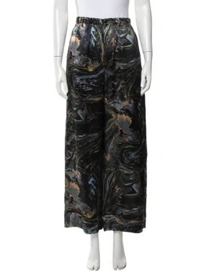 Pre-owned Fendi Silk Wide Leg Pants In Black