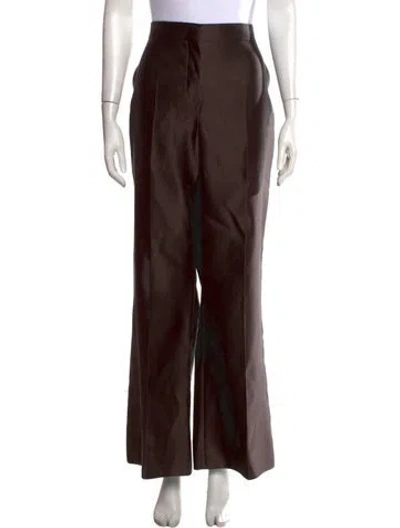 Pre-owned Fendi Silk Wide Leg Pants In Brown