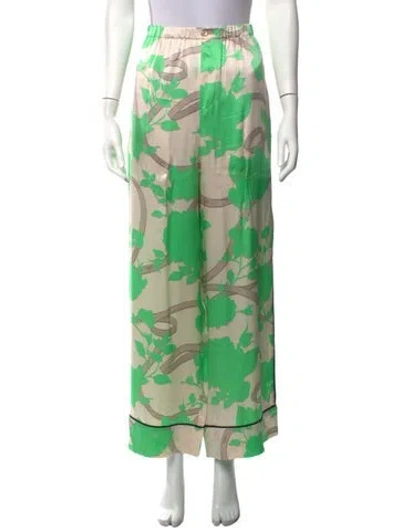 Pre-owned Fendi Silk Wide Leg Pants In Green