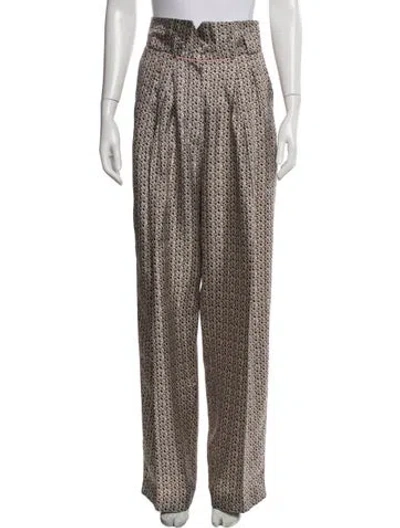 Pre-owned Fendi Silk Wide Leg Pants In Multi