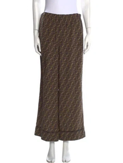 Pre-owned Fendi Silk Wide Leg Pants In Neutrals