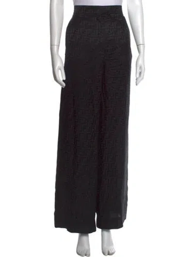Pre-owned Fendi Silk Wide Leg Pants W/ Tags In Black
