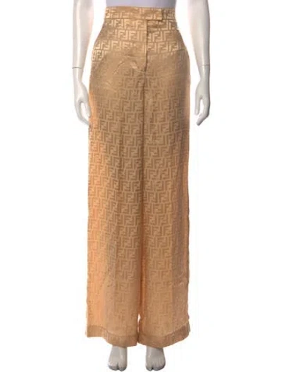 Pre-owned Fendi Silk Wide Leg Pants W/ Tags In Neutral