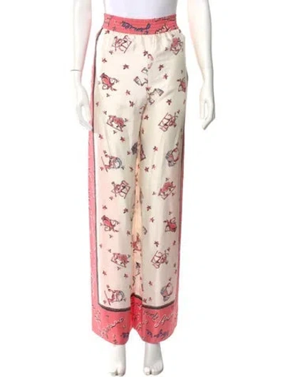 Pre-owned Fendi Silk Wide Leg Pants W/ Tags In Pink