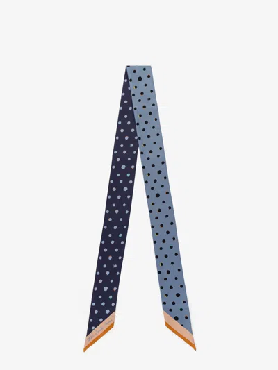 Fendi Women Silk Wrappy Bandeau With Falena Dots In Blue
