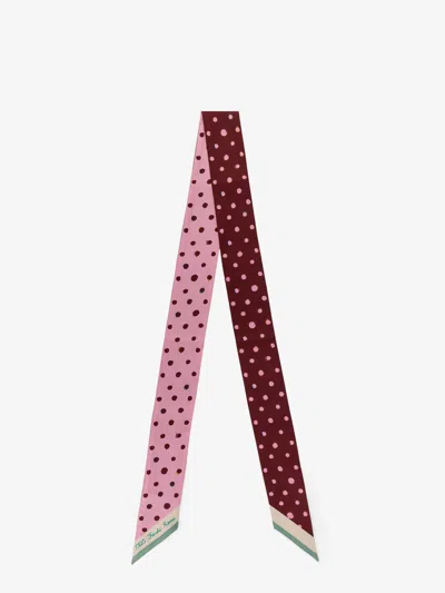 Fendi Women Silk Wrappy Bandeau With Falena Dots Motif In Burgundy