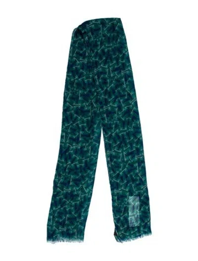 Pre-owned Fendi Silk Zucca Ff Logo Scarf In Blue