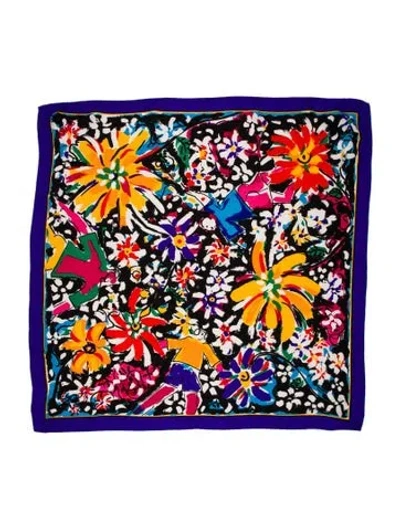 Pre-owned Fendi Silk Zucca Ff Logo Scarf In Blue